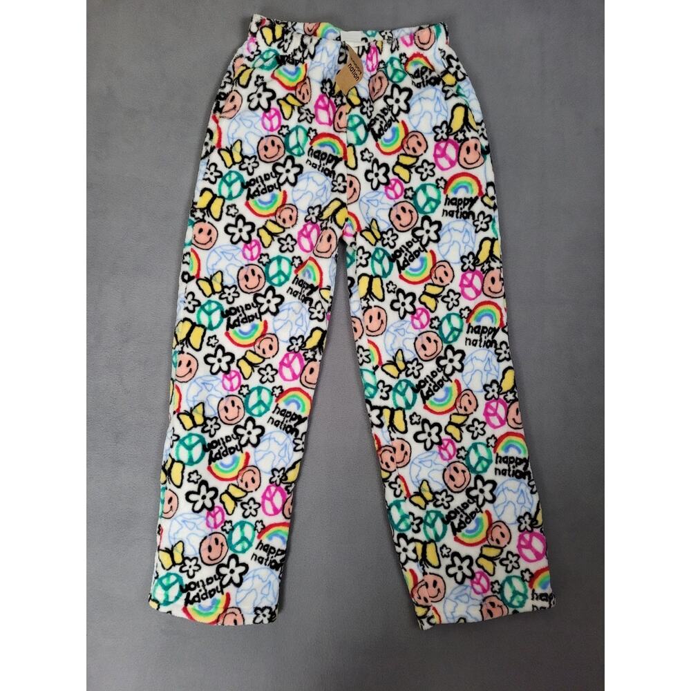 Happy Nation Girls Fuzzy Fleece Pajamas Pants Large